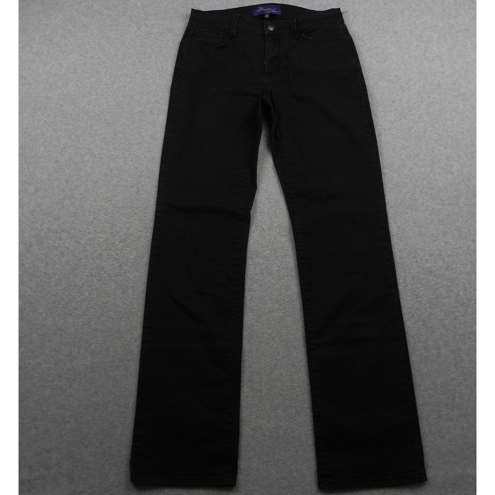 NYDJ Straight Leg Jeans Womens 4 Black Stretch Lift Tuck Denim Pants Slimming